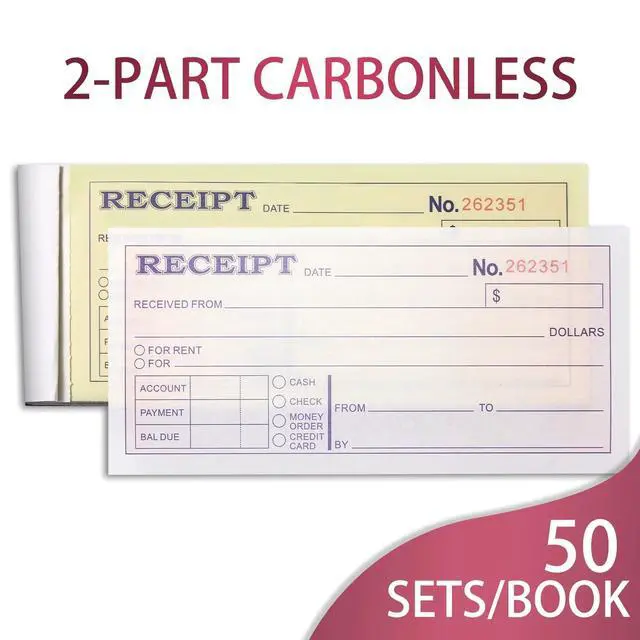 Alt view image 3 of 7 - XKDOUS 6 Pack Receipt Book with 2 Part Carbonless Copies, 2-3/4" x 6-1/2" Small Business Receipt Book, 50 Sets per Book for Rent, Sales, Money and Cash Tracking