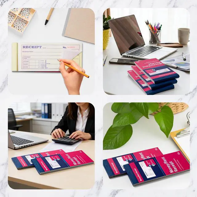 Alt view image 7 of 7 - XKDOUS 6 Pack Receipt Book with 2 Part Carbonless Copies, 2-3/4" x 6-1/2" Small Business Receipt Book, 50 Sets per Book for Rent, Sales, Money and Cash Tracking