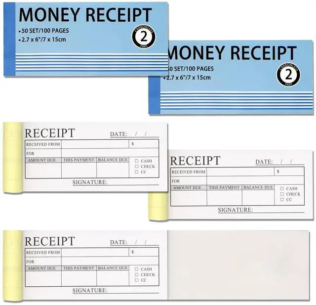 Main image of 5PCS Money and Rent Receipt Book, 2-Part,Carbonless Copy Receipt Book