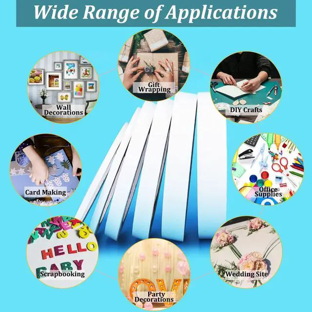 Alt view image 3 of 7 - SmaringWing Double Sided Tape for Crafts, 6 Rolls Multi-Size Double-Sided Adhesive Tape for Arts, Photography, Gift Box, Scrapbooking, Card Making, Paper Backing