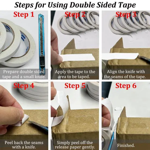 Alt view image 4 of 7 - SmaringWing Double Sided Tape for Crafts, 6 Rolls Multi-Size Double-Sided Adhesive Tape for Arts, Photography, Gift Box, Scrapbooking, Card Making, Paper Backing