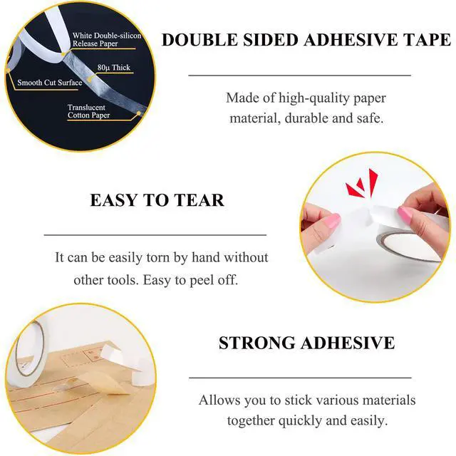 Alt view image 5 of 7 - SmaringWing Double Sided Tape for Crafts, 6 Rolls Multi-Size Double-Sided Adhesive Tape for Arts, Photography, Gift Box, Scrapbooking, Card Making, Paper Backing
