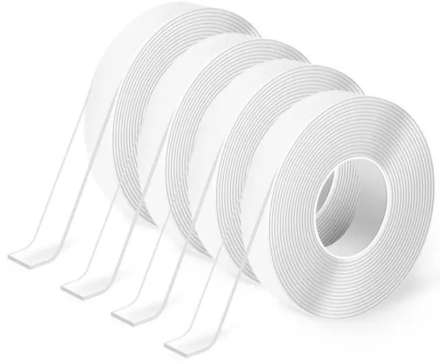 Main image of Art3d Double-Sided Tape (4-Roll of 10FT), Removable, Traceless, Washable, Reusable - Multipurpose Tape as Seen on TV (1/24" x 1/2" x 10', 4)
