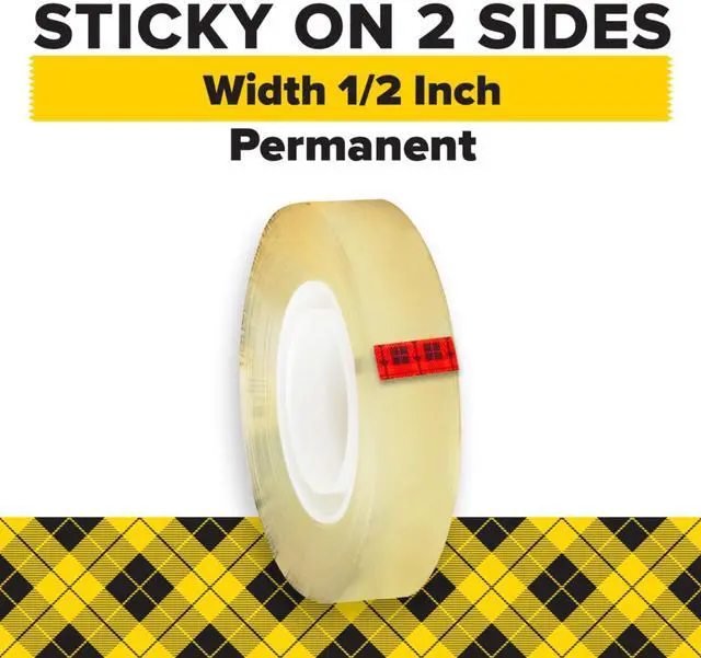 Alt view image 2 of 7 - Scotch Double Sided Tape, Office and School Supplies for Arts and Crafts, Alternative to Scrapbooking Tape, 0.50 in. x 500 in., 2 Refill Tape Rolls