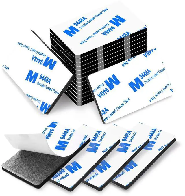 Main image of Moeey Double Sided Adhesive Pads,Heavy Duty Mounting Tape,48Pcs 3mm Thickness Pre-Cut Foam Tape,Super-Sticky Black Strong Pads Rectangle Shape Waterproof for Walls Picture, Car, Home, Office