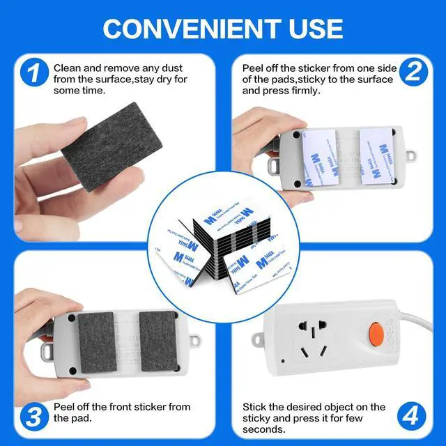 Alt view image 5 of 7 - Moeey Double Sided Adhesive Pads,Heavy Duty Mounting Tape,48Pcs 3mm Thickness Pre-Cut Foam Tape,Super-Sticky Black Strong Pads Rectangle Shape Waterproof for Walls Picture, Car, Home, Office