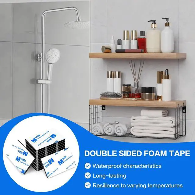 Alt view image 6 of 7 - Moeey Double Sided Adhesive Pads,Heavy Duty Mounting Tape,48Pcs 3mm Thickness Pre-Cut Foam Tape,Super-Sticky Black Strong Pads Rectangle Shape Waterproof for Walls Picture, Car, Home, Office