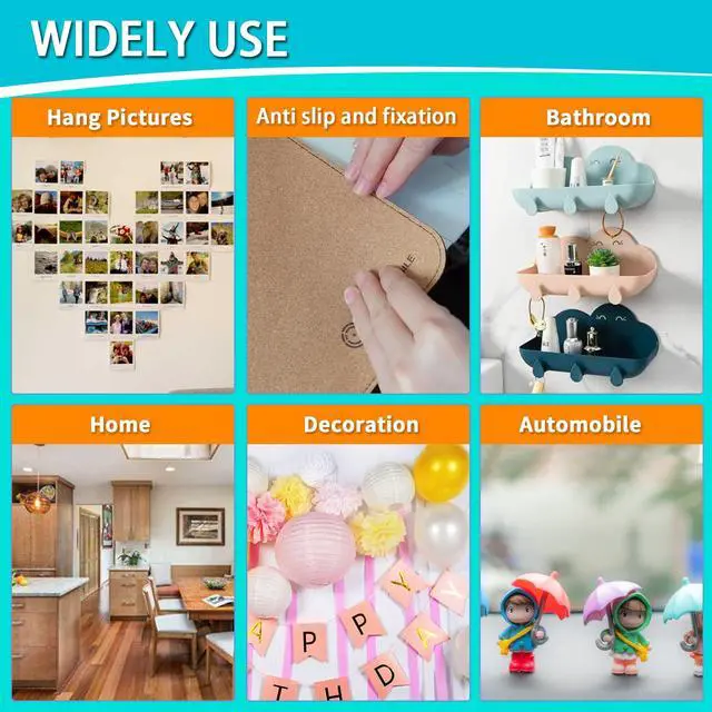 Alt view image 3 of 7 - Birllaid Double Sided Tape for Walls, Picture Hanging Strips Removable Mounting Dots Adhesive Heavy Duty, Removable for Art Craft, Decoration, Party Supplies, Multipurpose