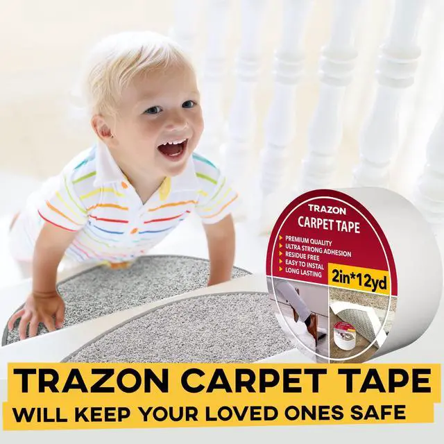 Alt view image 7 of 7 - Carpet Tape Double Sided - Rug Tape Grippers for Hardwood Floors and Area Rugs - Carpet Binding Tape Strong Adhesive and Removable, Heavy Duty Stickers Grip Tape, Residue Free (2 Inch / 12 Yards)