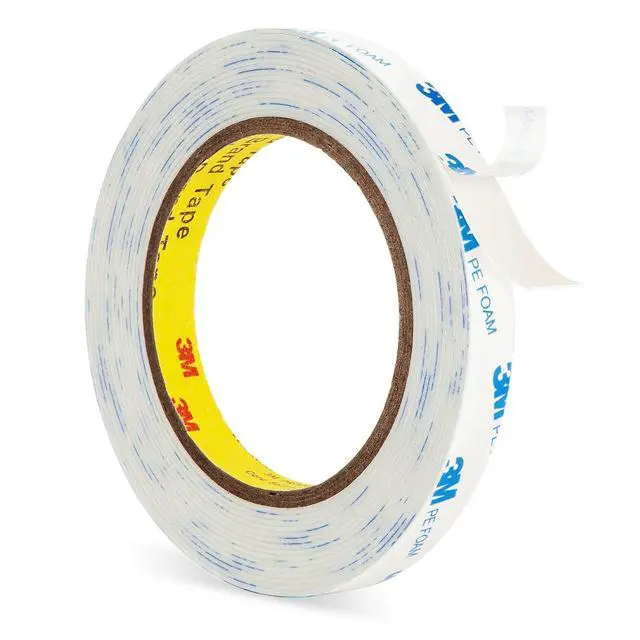 Main image of 3M 1600T Double Sided Tape, 0.39 in x 18 ft White PE Foam Tape
