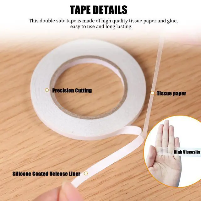Alt view image 3 of 7 - Double Sided Tape for Crafts, Double-Sided Tape for Arts, Scrapbook Supplies, Photography, Gifts Box, Scrapbooking, Card Making, Paper Backing, Tear-by-Hand, 6 Roll Heavy Duty Multi-Size Adhesive Tape