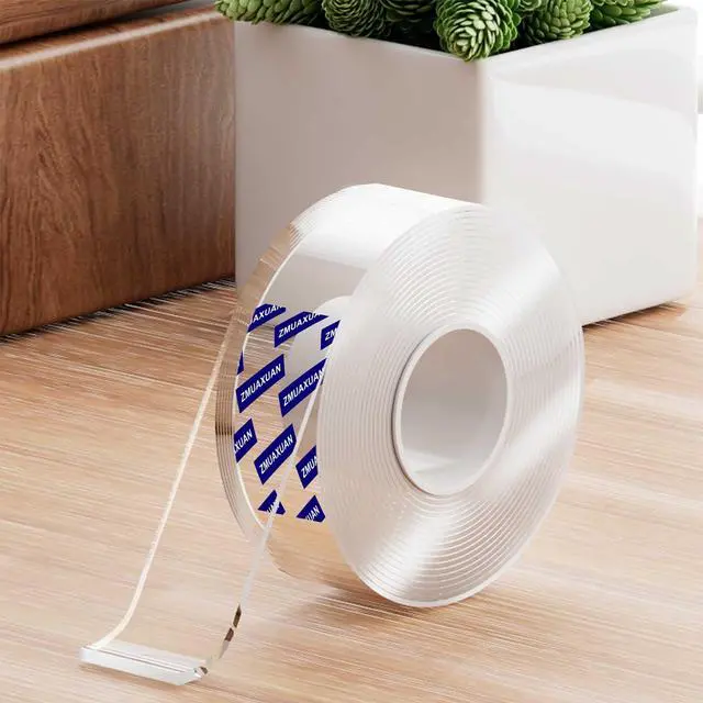 Alt view image 5 of 7 - ZMUAXUAN Strong Nano Double Sided Tape Heavy Duty Mounting,Clear Removable Wall Sticky Adhesive Strips,Reusable Thick Gel Grip for Hanging Picture,Poster,Carpet,Photo