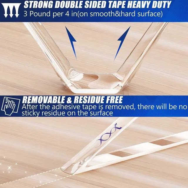 Alt view image 6 of 7 - ZMUAXUAN Strong Nano Double Sided Tape Heavy Duty Mounting,Clear Removable Wall Sticky Adhesive Strips,Reusable Thick Gel Grip for Hanging Picture,Poster,Carpet,Photo