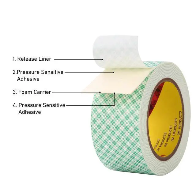Alt view image 2 of 6 - 3M Double Sided Foam Tape 0.39" x 10Ft Peel and Stick Mounting Tape, White