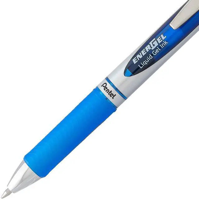 Alt view image 4 of 7 - Pentel EnerGel Deluxe RTX Retractable Liquid Gel Pen, 0.7mm, Metal Tip, Blue Ink, 2 Pack (BL77BP2C)