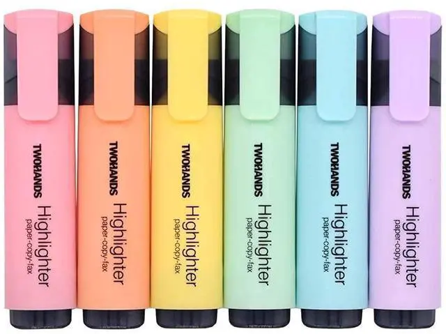 Main image of TWOHANDS Highlighter,Chisel Tip Marker Pen,6 Assorted Pastel Colors,H2007