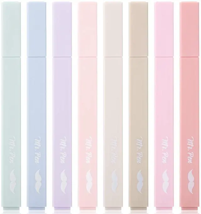 Main image of Mr. Pen- Aesthetic Highlighters No Bleed, 8 Pack, Muted Pastel Color | Chisel Tip, Cute Highlighters Assorted Colors for Journaling, Highlighting, Underlining, Fast Dry, Back to School Supplies
