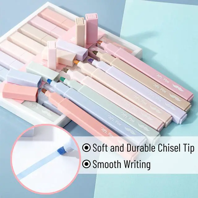 Alt view image 4 of 7 - Mr. Pen- Aesthetic Highlighters No Bleed, 8 Pack, Muted Pastel Color | Chisel Tip, Cute Highlighters Assorted Colors for Journaling, Highlighting, Underlining, Fast Dry, Back to School Supplies