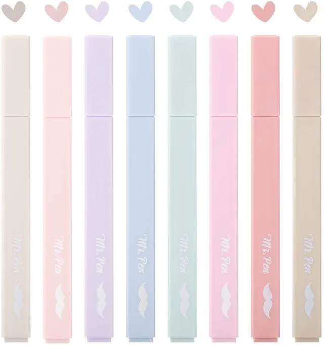 Alt view image 6 of 7 - Mr. Pen- Aesthetic Highlighters No Bleed, 8 Pack, Muted Pastel Color | Chisel Tip, Cute Highlighters Assorted Colors for Journaling, Highlighting, Underlining, Fast Dry, Back to School Supplies