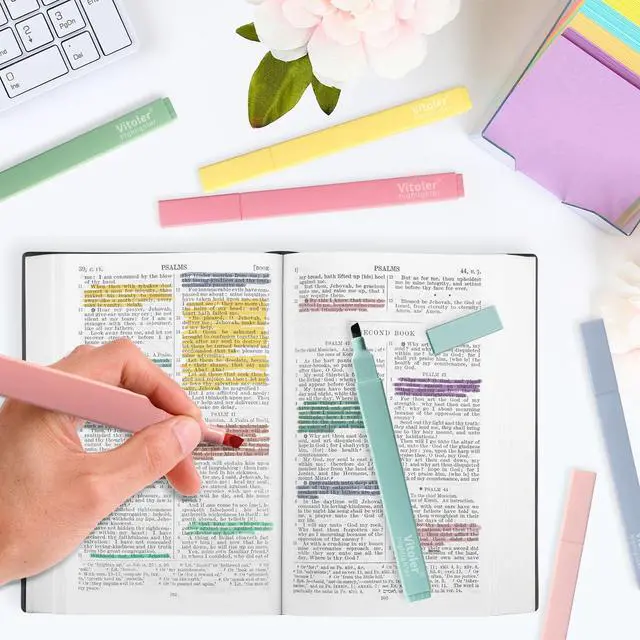 Alt view image 5 of 6 - Vitoler Bible Highlighters, Cute Pastel,No Bleed Bible Study Chisel Tip,8Pcs