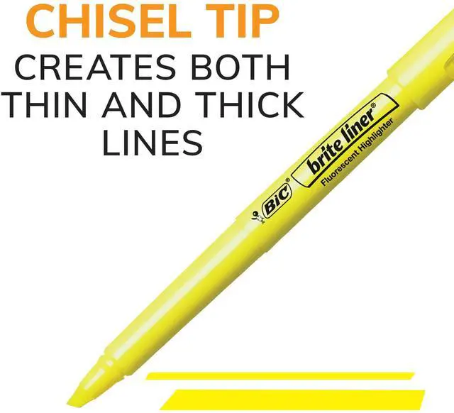 Alt view image 2 of 7 - BIC Brite Liner Highlighters, Chisel Tip, School Supplies for Students and Teachers, Ideal for Notes and Textbooks, 12-Count Pack in Yellow
