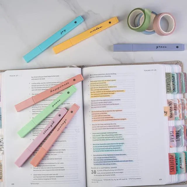 Alt view image 3 of 7 - DIVERSEBEE Bible Highlighters with Soft Chisel Tip, 8 Pack Assorted Colors Pens No Bleed, Quick Dry Set, Cute Aesthetic Markers, Bible Study Journaling Supplies and Accessories (Pastel)