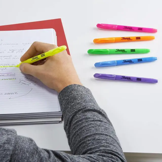 Alt view image 5 of 7 - Sharpie Pocket Highlighters, Chisel Tip, Quick Dry, Assorted Fluorescent Colors, 12 Count - For Studying, Note-Taking, School, College, Office, Student & Teacher Supplies