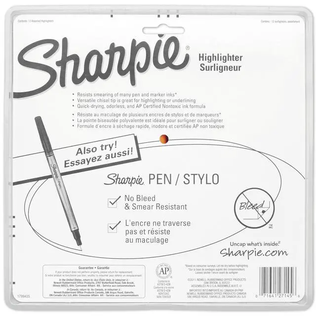Alt view image 7 of 7 - Sharpie Pocket Highlighters, Chisel Tip, Quick Dry, Assorted Fluorescent Colors, 12 Count - For Studying, Note-Taking, School, College, Office, Student & Teacher Supplies