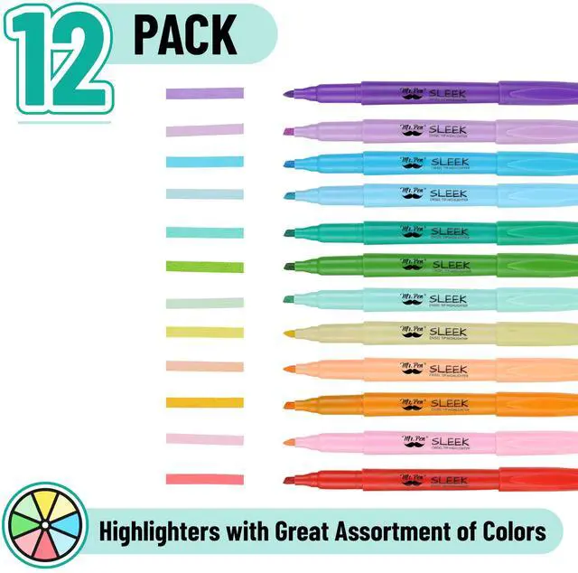 Alt view image 2 of 7 - Mr. Pen- Highlighters, 12 Pack, Assorted Colors, Chisel Tip, Quick-Dry