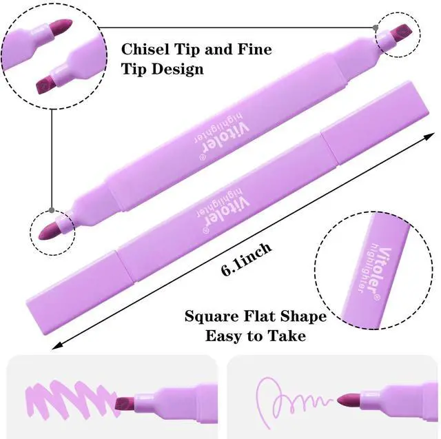 Alt view image 4 of 4 - Vitoler 8pcs Aesthetic Highlighters, Chisel & Fine Tips Bible Highlighters