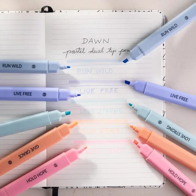 Alt view image 4 of 7 - DIVERSEBEE Bible Highlighters Assorted Colors, 5 Pack No Bleed Dual Tip Aesthetic Pastel Highlighter Pens for Journaling, Note Taking, School, Bible Study Supplies and Accessories (Dawn)