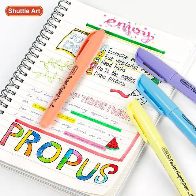 Alt view image 5 of 7 - Shuttle Art Highlighters, 15 Colors Pastel Highlighter Pens Assorted Colors, Chisel Tip Dry-Quickly Non-Toxic Highlighter Markers for Adults Students Highlighting in the Home School Office