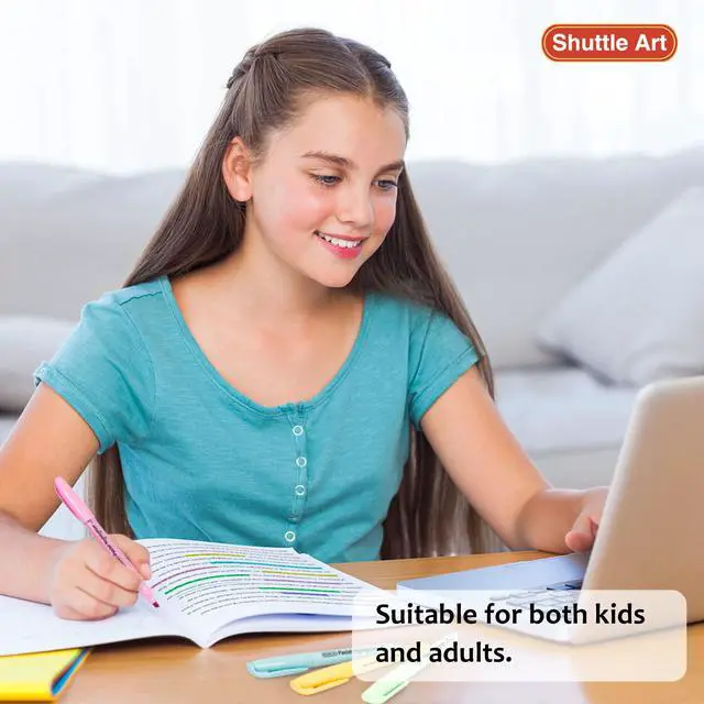 Alt view image 6 of 7 - Shuttle Art Highlighters, 15 Colors Pastel Highlighter Pens Assorted Colors, Chisel Tip Dry-Quickly Non-Toxic Highlighter Markers for Adults Students Highlighting in the Home School Office