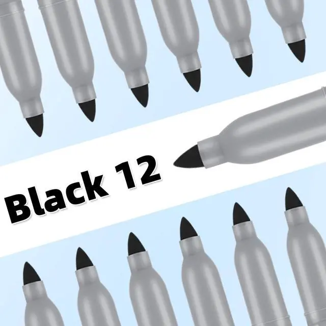 Alt view image 2 of 7 - Affisure Permanent markers, 12 packs permanent markers bulk, quick drying in one second, smooth, not easy to erase, durable, can be marked on glass, tiles and cloth, office supplies,Gray shell