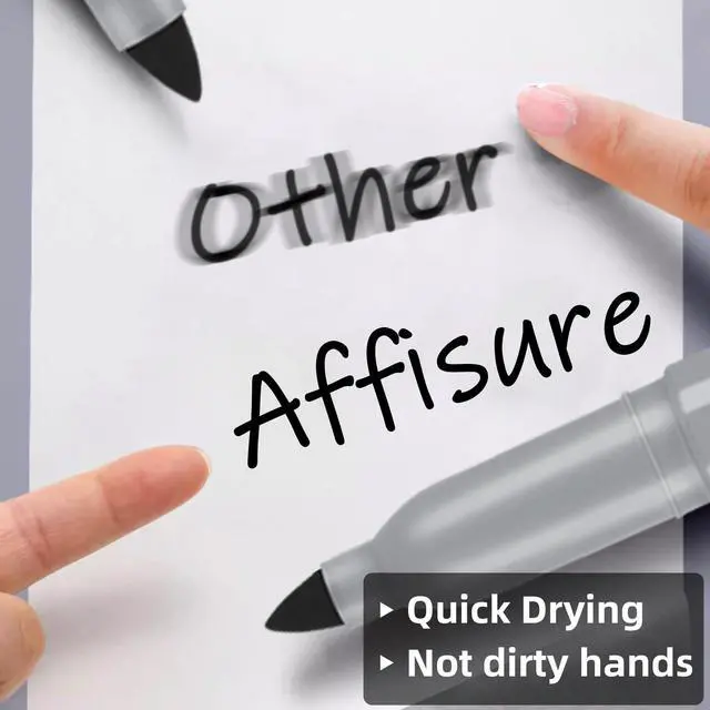 Alt view image 7 of 7 - Affisure Permanent markers, 12 packs permanent markers bulk, quick drying in one second, smooth, not easy to erase, durable, can be marked on glass, tiles and cloth, office supplies,Gray shell