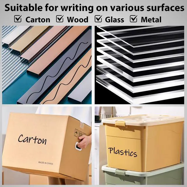 Alt view image 4 of 7 - coruscant Fine Point Permanent Markers Bulk, 18 Pack Black Permanent Markers, Quick Drying Waterproof Fine Tip Markers for Writing & Labeling on Plastic, Wood, Glass, Office School