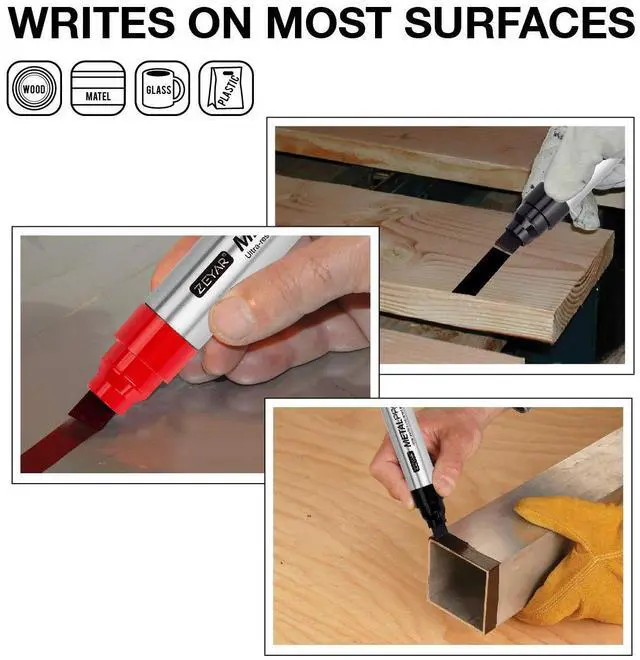 Alt view image 4 of 4 - ZEYAR Permanent Markers Pen, JUMBO Size, Aluminum Barrel, Set of 2, Premium Waterproof & Smear Proof Markers, Quick Drying, Writes on most surfaces (Black & Green)