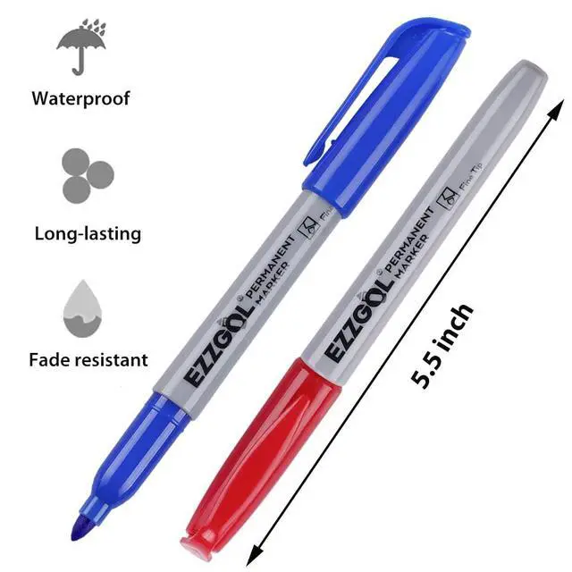 Alt view image 3 of 7 - Ezzgol Permanent Markers Bulk, Permanent Marker Bulk Pack of 72, 4 Assorted Colors, Fine Point Permanent Markers For Adult Coloring as Office, School Supplies