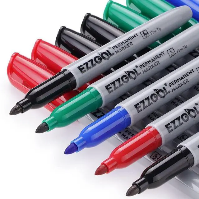 Alt view image 4 of 7 - Ezzgol Permanent Markers Bulk, Permanent Marker Bulk Pack of 72, 4 Assorted Colors, Fine Point Permanent Markers For Adult Coloring as Office, School Supplies