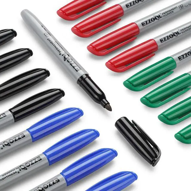 Alt view image 7 of 7 - Ezzgol Permanent Markers Bulk, Permanent Marker Bulk Pack of 72, 4 Assorted Colors, Fine Point Permanent Markers For Adult Coloring as Office, School Supplies
