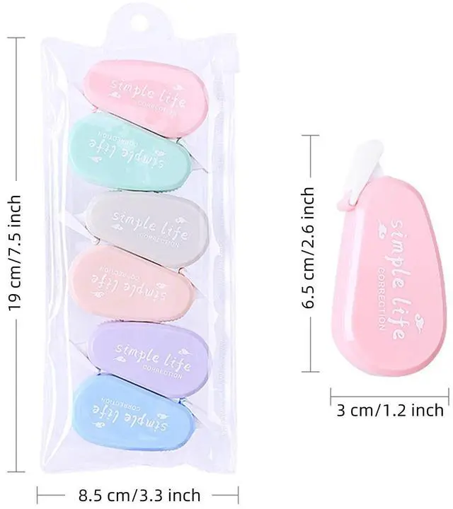 Alt view image 3 of 7 - GINCEVHY 12 Pack Aesthetic Pastel Correction Tape, 0.2 x 197 inch, Instant Corrections, Easy to Use Applicator, White Smooth Pull Out Correction Tape for School, Office, Crafting