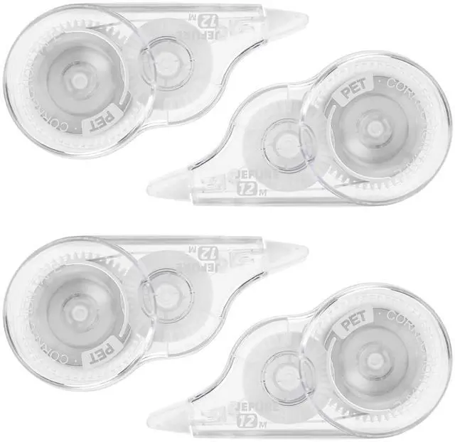 Main image of JEFURE 4 Pcs Correction Tape, 39.4 Ft White Wrong Out Tear-Resistant Bulk, Instant Corrections Easy To Use Applicator for School, Office, Note Taking, Journal (Tape Width 0.2 in, Clear)