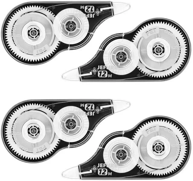 Main image of JEFURE 4 Pcs Correction Tape, 39.37 Ft White Wrong Out Tear-Resistant Bulk, Instant Corrections Easy to Use Applicator for School, Office, Note Taking, Journal (Tape Width 0.2 inClear)