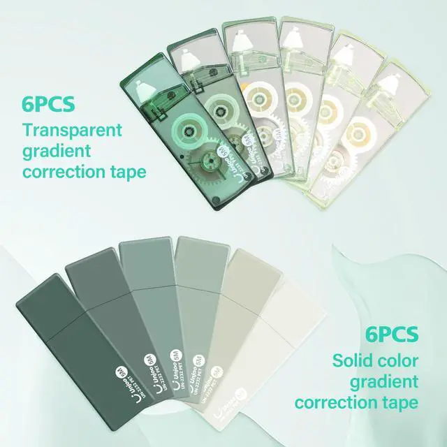 Alt view image 2 of 7 - Unjoo Mini White Correction Tape Set (12pack, 5M/196" x 0.2", Green)