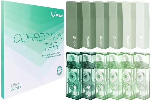 Main image of Unjoo Mini White Correction Tape Set (12pack, 5M/196" x 0.2", Green)