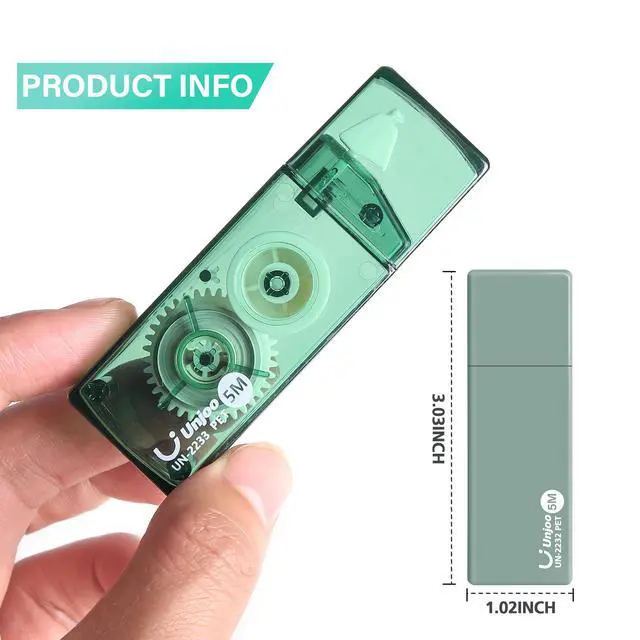Alt view image 3 of 7 - Unjoo Mini White Correction Tape Set (12pack, 5M/196" x 0.2", Green)