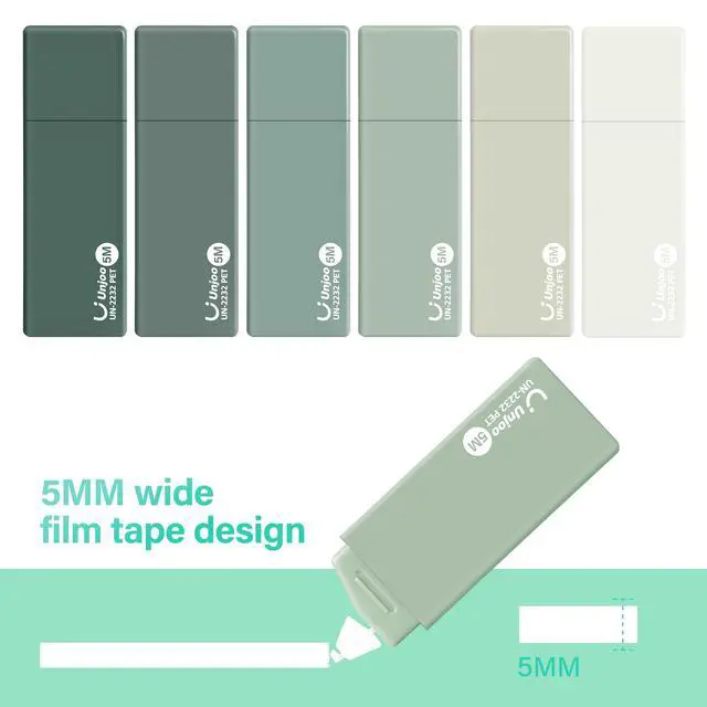 Alt view image 6 of 7 - Unjoo Mini White Correction Tape Set (12pack, 5M/196" x 0.2", Green)