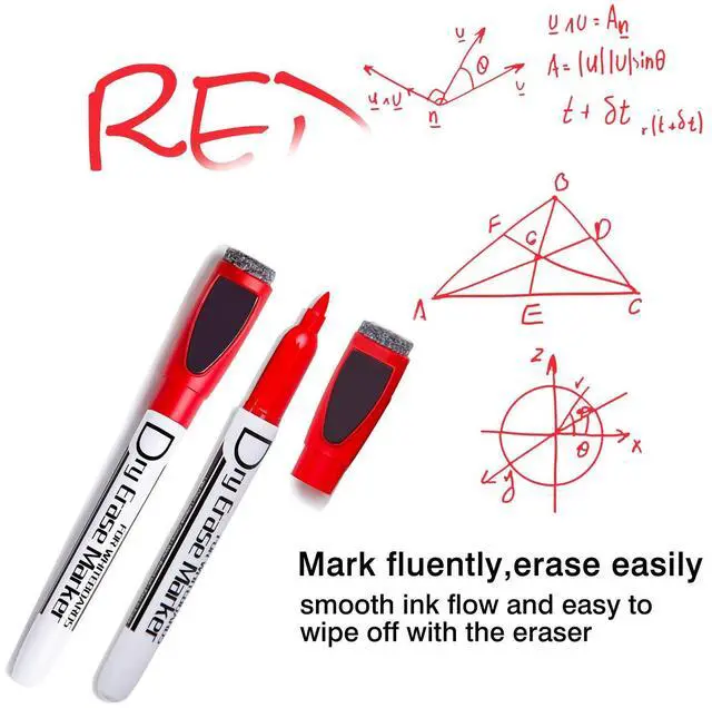Alt view image 3 of 4 - Magnetic Dry Erase Markers With Eraser Cap Whiteboard Markers Low Odor Fine Tip Whiteboard Pens,Thin Box of 12, Green