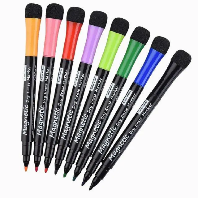 Main image of LivDeal Magnetic Dry Erase Markers - Fine Tip, Assorted Colors, 8 Pack, Low Odor Whiteboard markers for kids, Work On White board & Calendar, Refrigerator, (OF038)