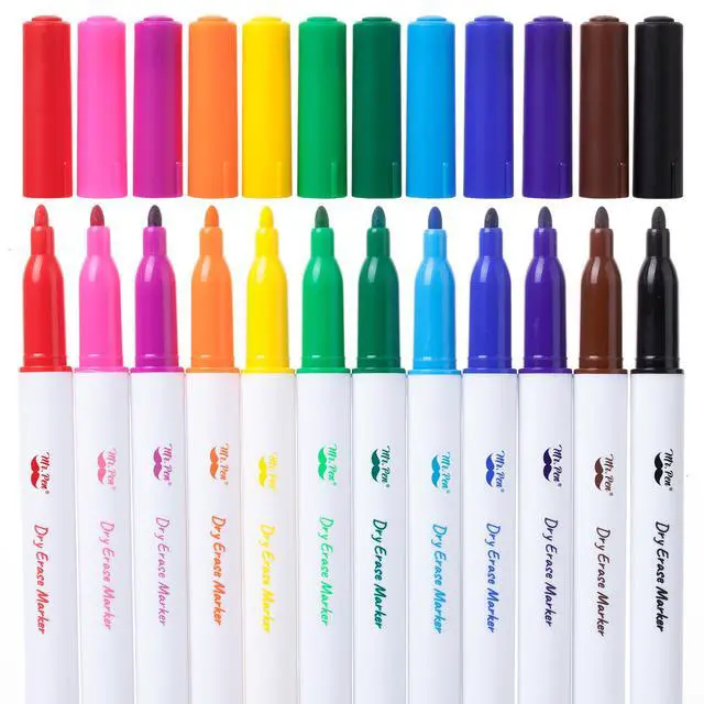 Alt view image 7 of 7 - Mr. Pen- Dry Erase Markers, 12 Pack, Assorted Colors, Fine Tip